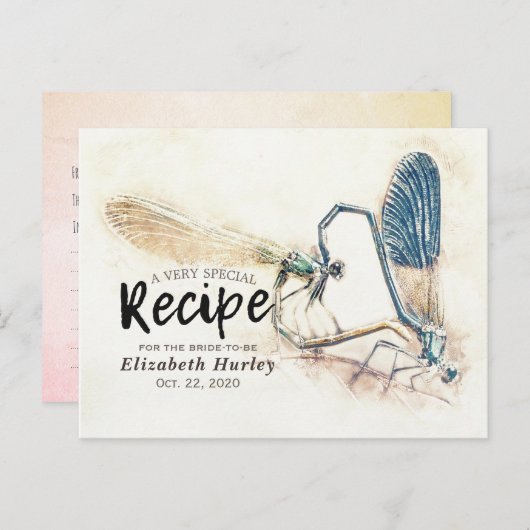 Vrijgezellenfeest Ontvang dragonfly paring Love He Uitnodiging Briefkaart (Voorkant / Achterkant)