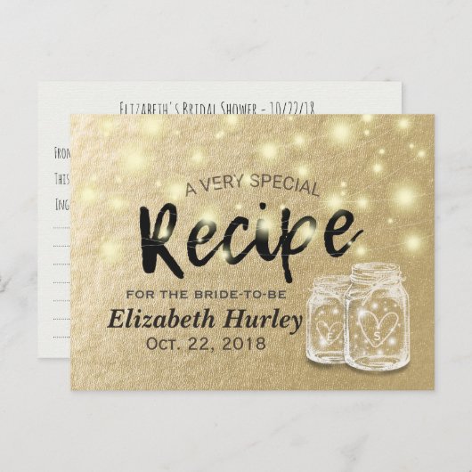 Vrijgezellenfeest Ontvang Mason Jar String Lights  Uitnodiging Briefkaart (Voorkant / Achterkant)