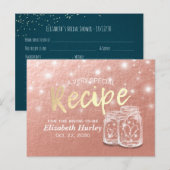 Vrijgezellenfeest Ontvang Paar Mason Jars Roos Gol Uitnodiging Briefkaart (Voorkant / Achterkant)