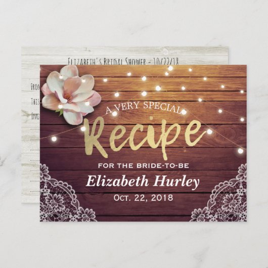 Vrijgezellenfeest Ontvangt Floral String Light Woo Uitnodiging Briefkaart (Voorkant / Achterkant)