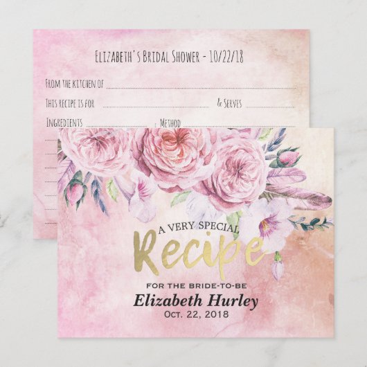 Vrijgezellenfeest Ontvangt Waterverf Floral en ver Uitnodiging Briefkaart (Voorkant / Achterkant)