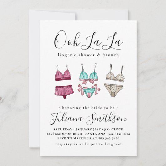Vrijgezellenfeest Ooh La La Lingerie Kaart (Voorkant)
