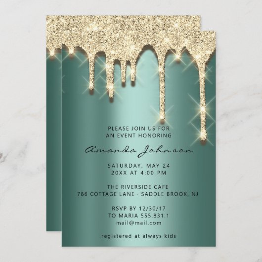 Vrijgezellenfeest op 16e verjaardag van het goud 3 kaart (Voorkant / Achterkant)