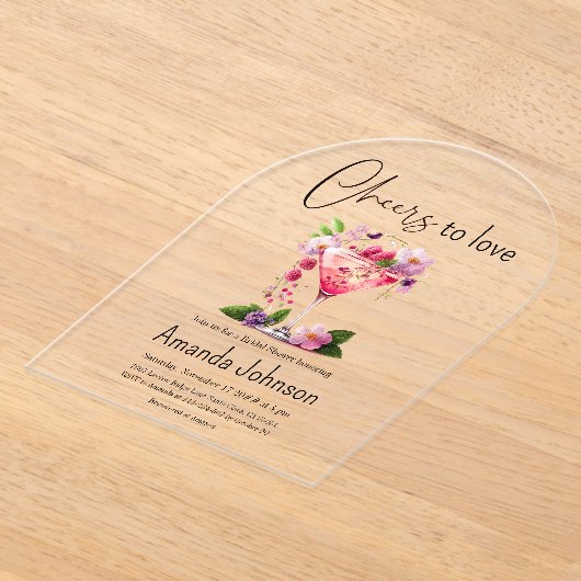 Vrijgezellenfeest op roze roze flora acryl uitnodigingen (Laagn)