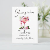 Vrijgezellenfeest op roze roze flora bedankkaart (Staand voorkant)