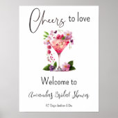 Vrijgezellenfeest op roze roze flora poster (Voorkant)