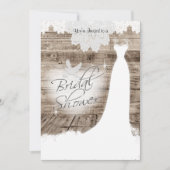 Vrijgezellenfeest op schuurhout met kant & witte d kaart (Voorkant)