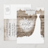 Vrijgezellenfeest op schuurhout met kant & witte d uitnodiging briefkaart (Voorkant / Achterkant)