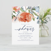 Vrijgezellenfeest Oranje Blauwe Peonies Botanische Kaart (Staand voorkant)