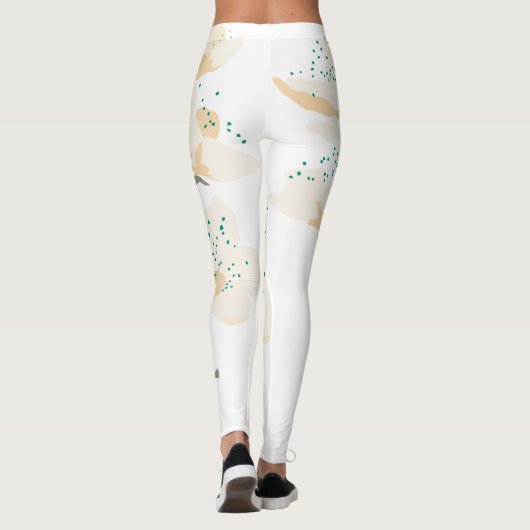 vrijgezellenfeest, oranje botanische bloembloem leggings (Achterkant)