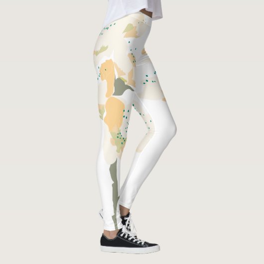 vrijgezellenfeest, oranje botanische bloembloem leggings (Rechts)