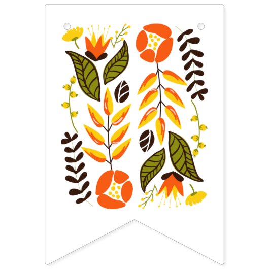 Vrijgezellenfeest oranje geel leuke bloemenbruilof vlaggetjes (Eerste vlag)