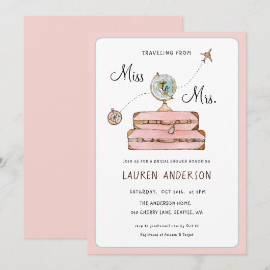 Vrijgezellenfeest over het reisthema kaart (Voorkant / Achterkant)