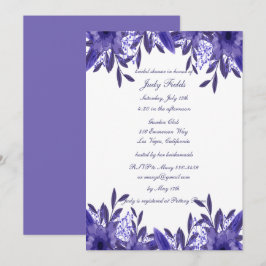 Vrijgezellenfeest Paars Blauwe Floral Kaart