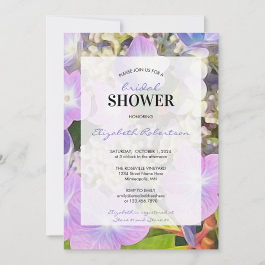 Vrijgezellenfeest Paars Blue Hydrangea Bloemkool Kaart (Voorkant)