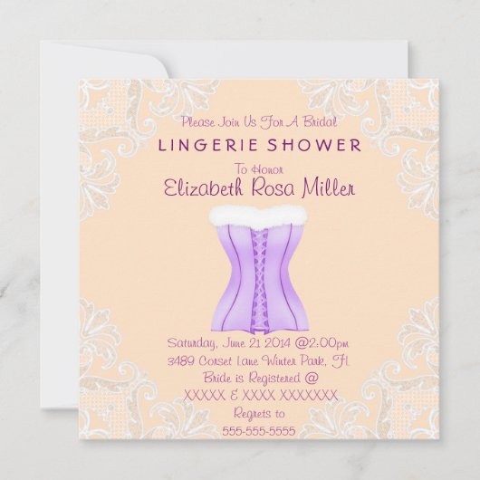 Vrijgezellenfeest Paars corset en White Lace Linge Kaart (Voorkant)