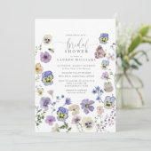 Vrijgezellenfeest Paars geperste botanische bloeme Kaart (Staand voorkant)