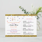 vrijgezellenfeest Paars Gold Itinerary Bachelorett Programmakaart (Staand voorkant)