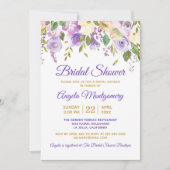 Vrijgezellenfeest Paars Gold Waterverf Floral Kaart (Voorkant)