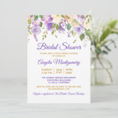 Vrijgezellenfeest Paars Gold Waterverf Floral Kaart (Staand voorkant)