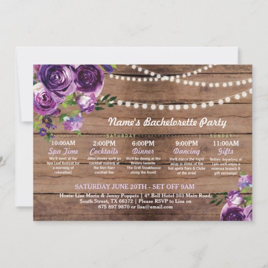 vrijgezellenfeest Paars landverlichting Kaart (Voorkant)