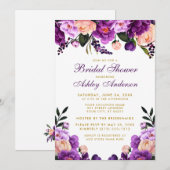 Vrijgezellenfeest Paars Violet Floral Gold Invite Kaart (Voorkant / Achterkant)