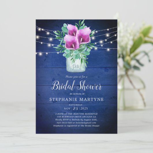 Vrijgezellenfeest Paarse Calla Lily Lights Bloemen Kaart (Staand voorkant)