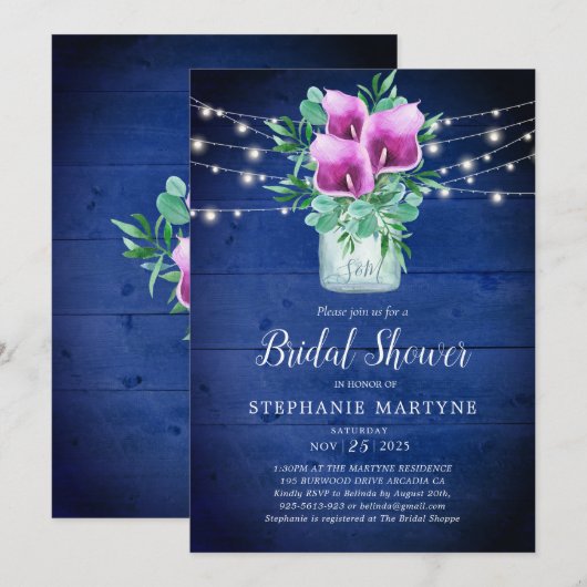 Vrijgezellenfeest Paarse Calla Lily Lights Bloemen Kaart (Voorkant / Achterkant)