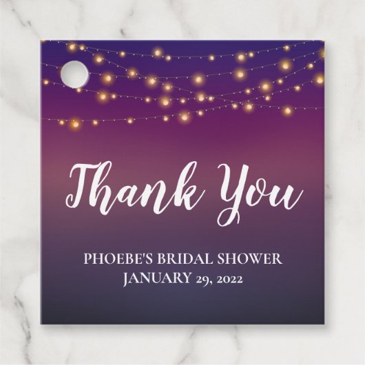 Vrijgezellenfeest Paarse evening Sky String Lights Bedankjes Labels (Voorkant)