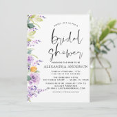 Vrijgezellenfeest Paarse Floral Greenery Kaart (Staand voorkant)