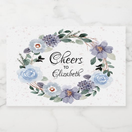 Vrijgezellenfeest Paarse Floral Waterverf Mini Sparkling Wijnetiket (Enkel label)