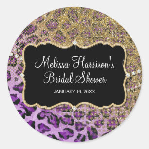 Vrijgezellenfeest Paarse gouden luipaard Dierenpri Ronde Sticker
