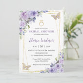 Vrijgezellenfeest Paarse Lila Floral Butterflies R Kaart (Staand voorkant)