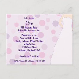 Vrijgezellenfeest Paarse Polka Dots Nodig Briefkaa Uitnodiging Briefkaart