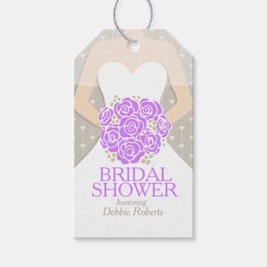 Vrijgezellenfeest paarse repetitie cadeau label vo cadeaulabel (Voorkant)