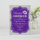 Vrijgezellenfeest - Paarse zilver Kaart (Staand voorkant)