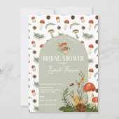 Vrijgezellenfeest paddenstoelen en wilde bloemen kaart (Voorkant)