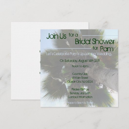 Vrijgezellenfeest palmbomen uitnodigen kaart (Voorkant / Achterkant)