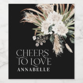 Vrijgezellenfeest pampas boho zwarte moderne elega wijn etiket (Enkel label)