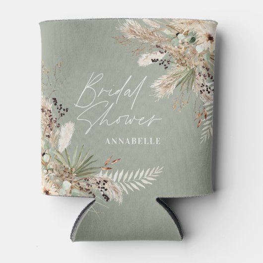 Vrijgezellenfeest pampas eucalyptus modern sage gr blikjeskoeler (Voorkant)