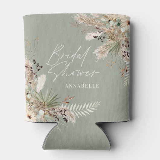 Vrijgezellenfeest pampas eucalyptus modern sage gr blikjeskoeler (Achterkant)