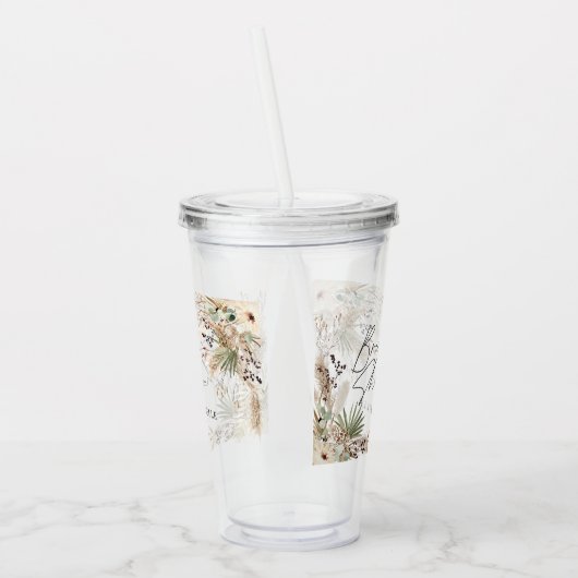 Vrijgezellenfeest pampas floral modern elegant acryl drinkbeker (Links)