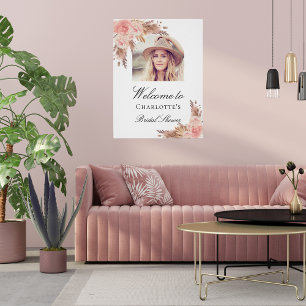 Vrijgezellenfeest pampas gras blush roze boogfoto perfect poster