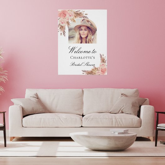 Vrijgezellenfeest pampas gras blush roze boogfoto perfect poster