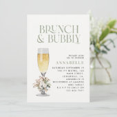 Vrijgezellenfeest pampas gras brunch en bubbly inv kaart (Staand voorkant)