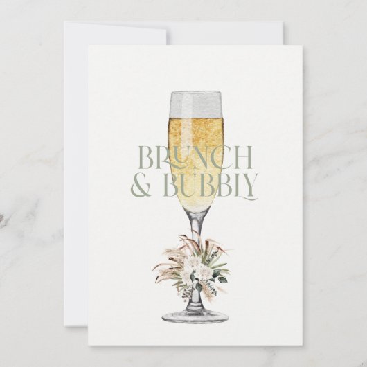 Vrijgezellenfeest pampas gras brunch en bubbly inv kaart (Achterkant)