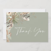 Vrijgezellenfeest pampas gras modern boho elegant bedankkaart (Voorkant)