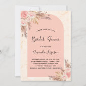 Vrijgezellenfeest pampas gras roos gouden boho kaart (Voorkant)