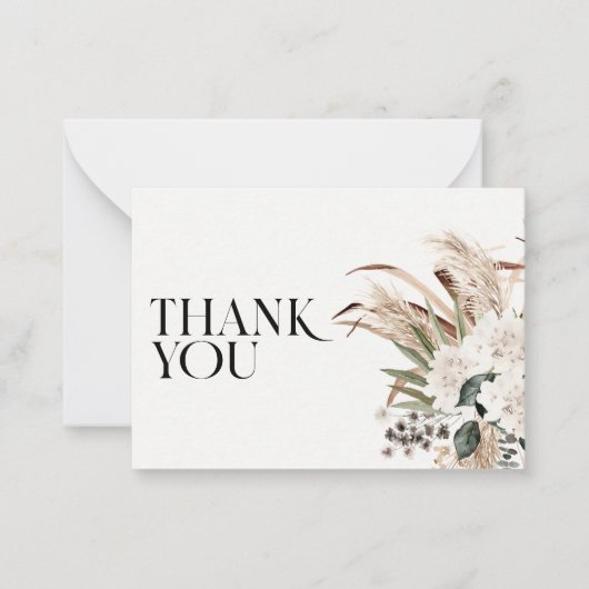 Vrijgezellenfeest pampas gras wit natuurlijk dank  notitiekaartje (Voorkant)