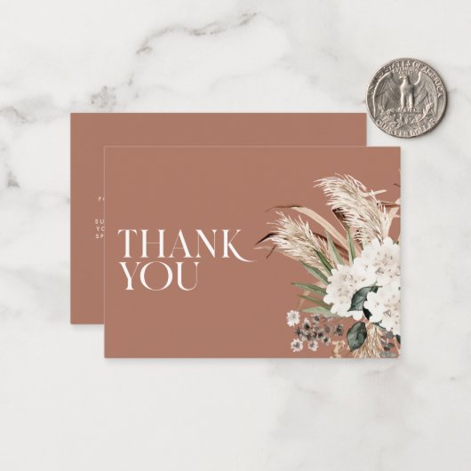 Vrijgezellenfeest pampas grass terracotta dank u notitiekaartje (Voorkant / Achterkant in situ)